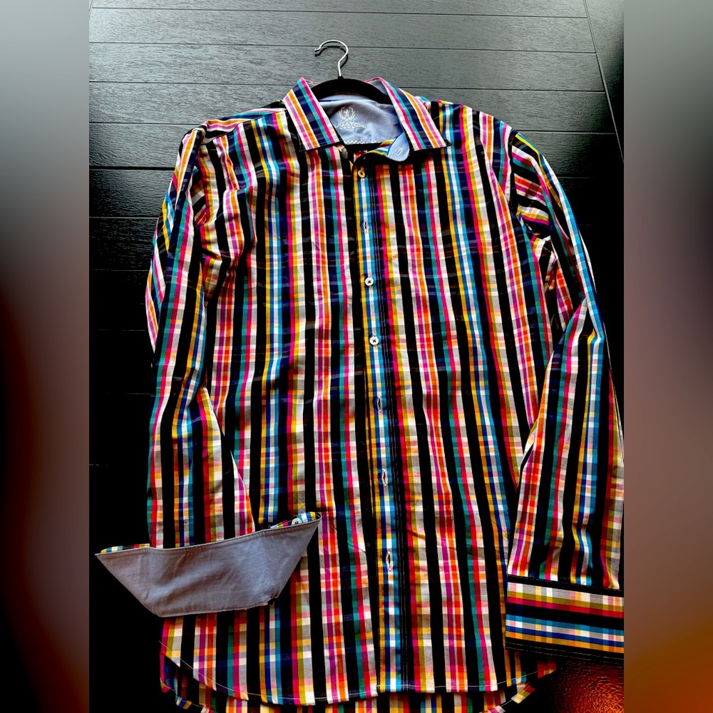 Bugatchi men’s size xl dress shirt barely worn colorful
